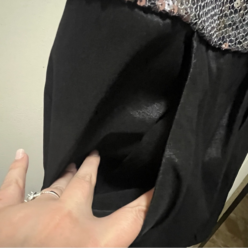 Torrid Black and Silver Sequin Strapless A-Line Dress - Picture 3 of 10